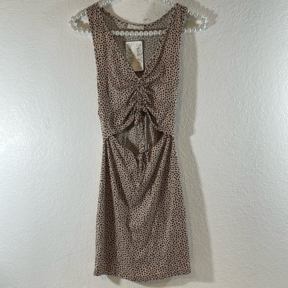 ENDLESS BLU Animal Print Cutout Dress Size Small NEW